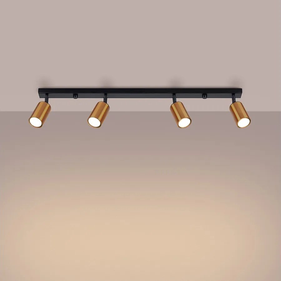 Plafony nowoczesny Glois, stal - 4 źródło światła 3000K - L.82 x H.18.5 cm - czarny/miedź