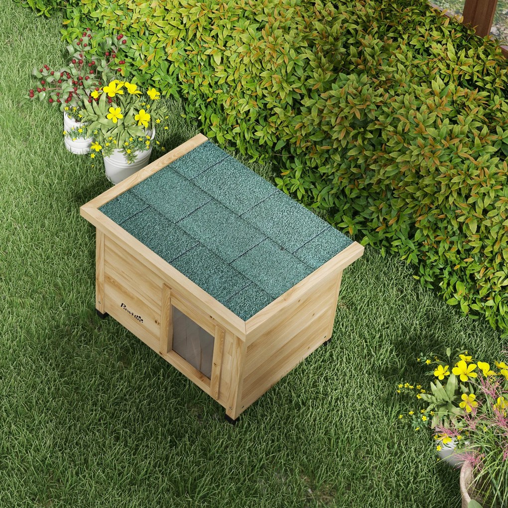 PawHut Domek dla kota, koci domek, kocia jaskinia, odporny na warunki pogodowe, dla kota do 6 kg, 57 x 45 x 43 cm, naturalny