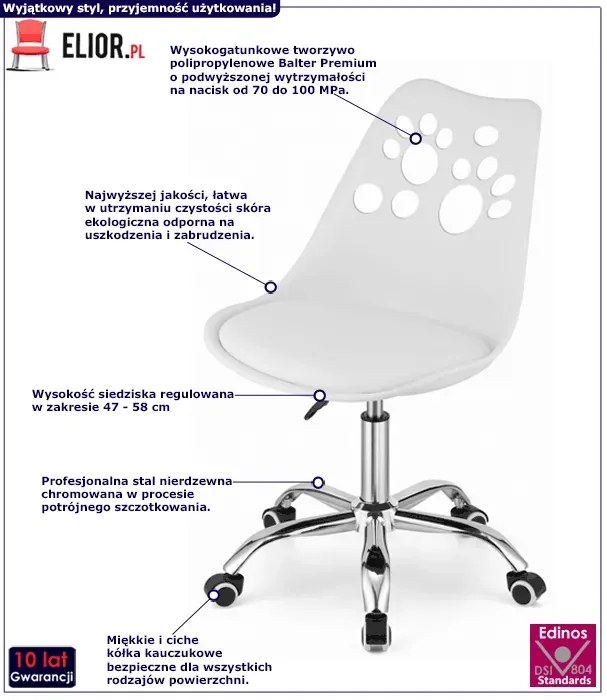 Dziecięcy biały obrotowy fotel Z3-G00