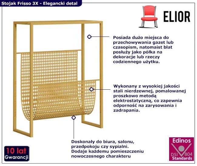 Złoty stalowy stojak na gazety N7-W46