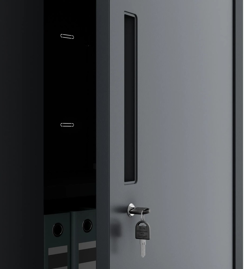 Szafa metalowa MEGAN – antracytowa, szuflada podwójna, 195 cm