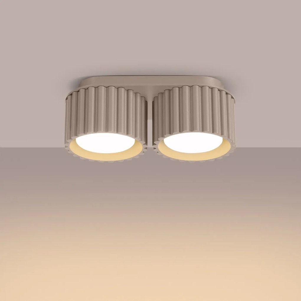 Plafon dwupunktowy AURA 2 taupe GX53 ryflowany SOLLUX  LIGHTING