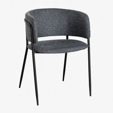Zestaw 2 Tapicerowanych Krzeseł Jadalnianych Z Podłokietnikami Nalon Czarny & Tkaniny Grafitowa Szarość & Tkaniny - Sklum