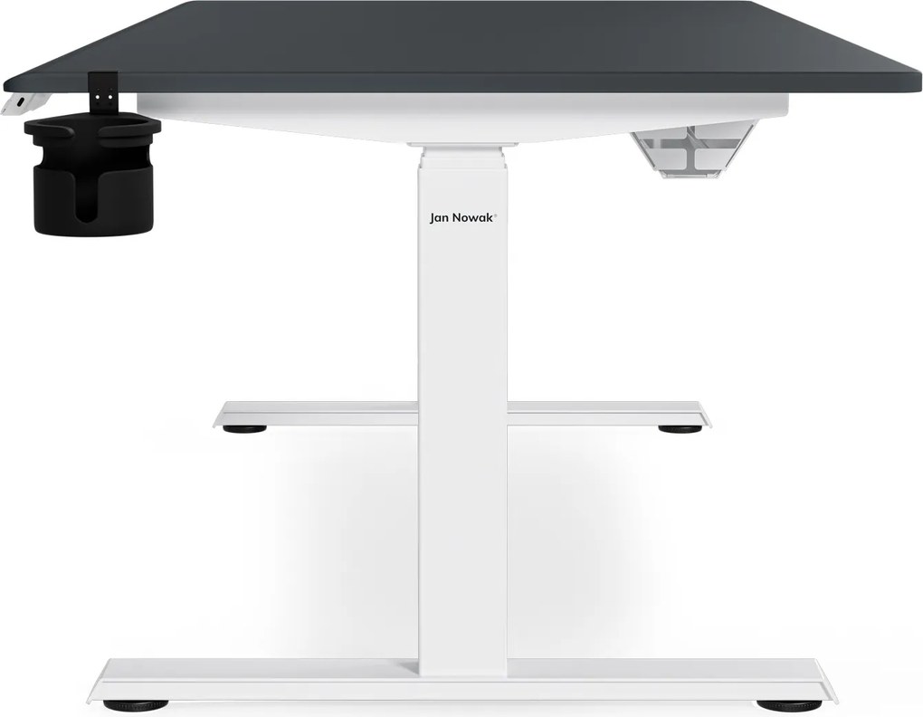 Biurko elektryczne z regulacją wysokości ergonomiczne biało-antracytowe,1600x800 mm: ARIA
