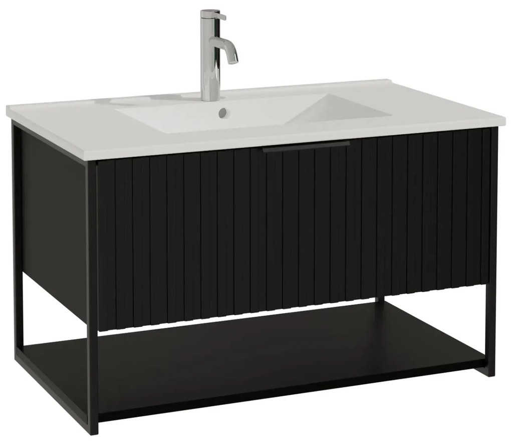 Szafka pod umywalkę TURF BLACK VINTAGE 80-1S 80cm czarna STRAMA