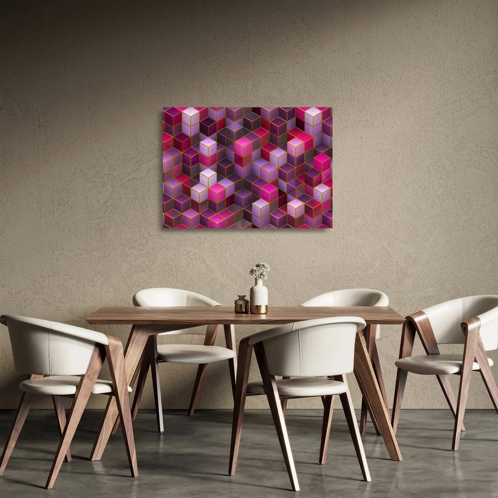 Obraz na szkle fioletowych kostek (70x50 cm)