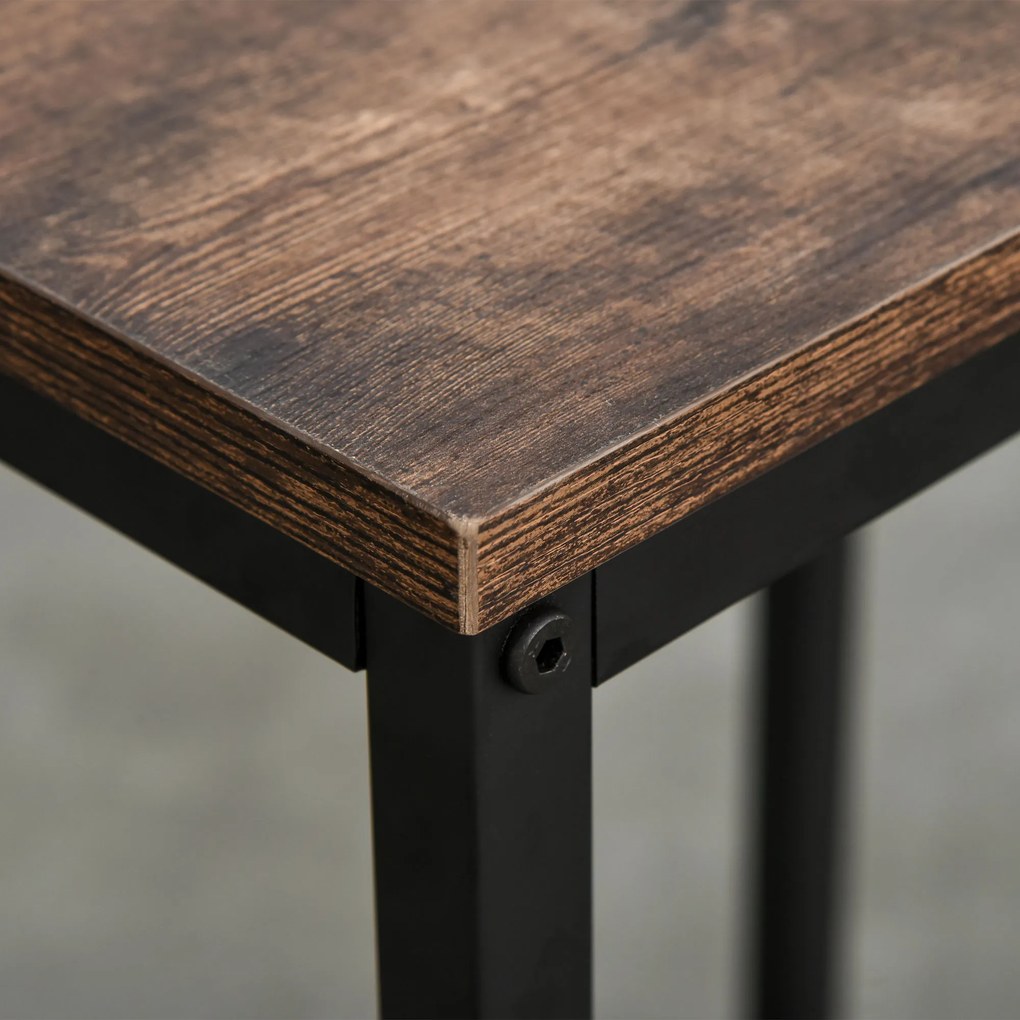 HOMCOM Zestaw stolik barowy z 2 stołkami 3-częściowy blat kuchenny z regałem rustykalny brąz czarny | Aosom PL