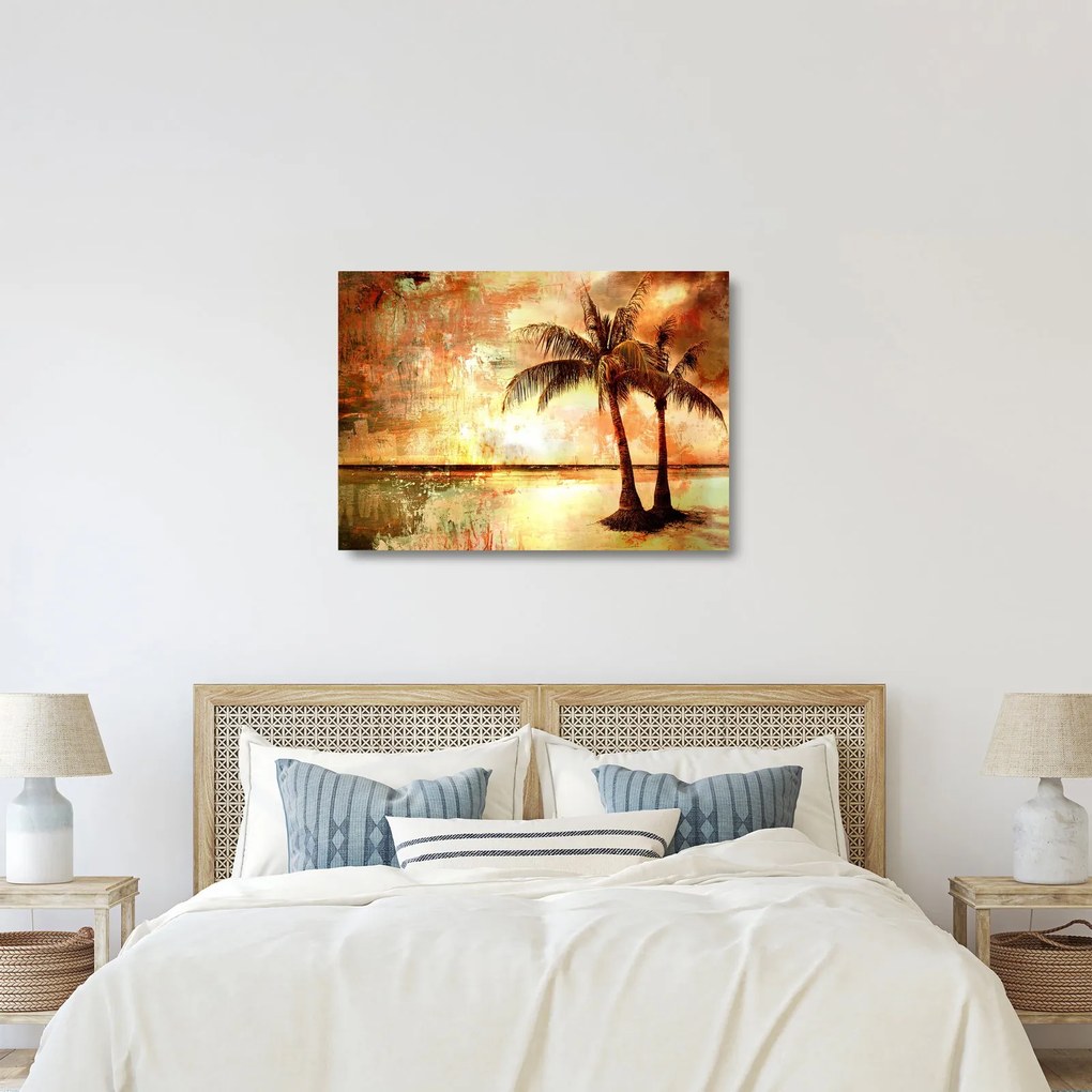 Obraz na szkle - Palmy na plaży (70x50 cm)