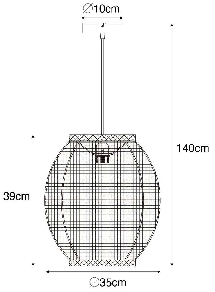 Orientalna lampa wisząca czarna 35 cm - RobKolonialny Oswietlenie wewnetrzne