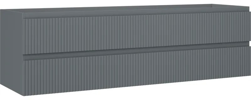 Mexen Rivel szafka łazienkowa podumywalkowa 160 cm, 2 szuflady, ryflowana , grafit mat - 91A20-16047-2-BFF66