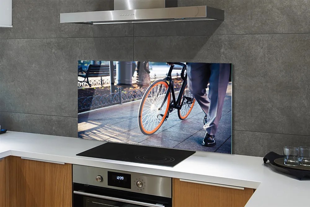 Panel szklany do Kuchni Nogi Rowerzysty w Mieście