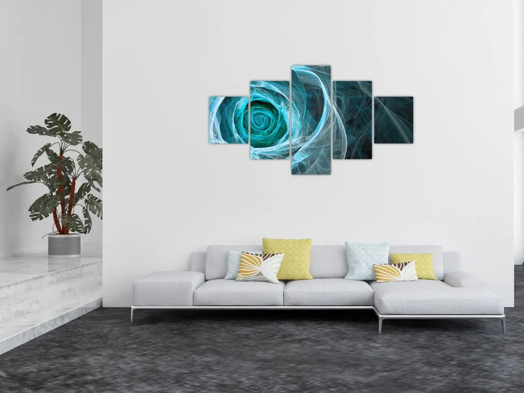 Obraz - Abstrakcyjny różowy niebieski z czarnym tłem (125x70 cm)