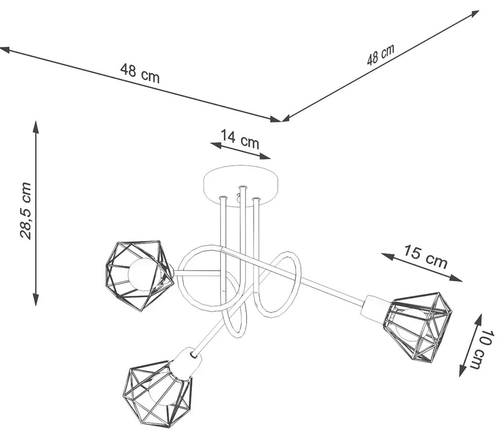 Żyrandol ARTEMIS 3S czarny SOLLUX LIGHTING