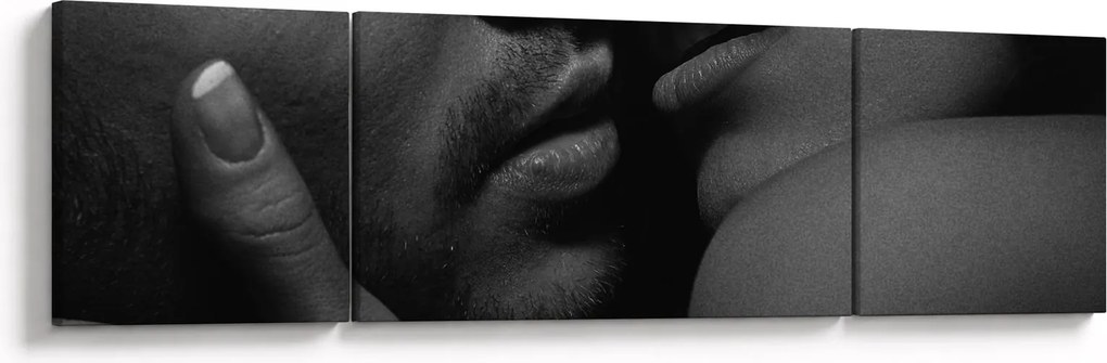 Obraz - Pocałunek, czarno - białe zdjęcie (170x50 cm)