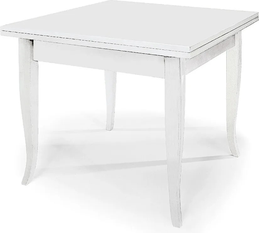 Rozkładany drewniany biały stół 80x80 - 150x80 cm - SANTA CROCE