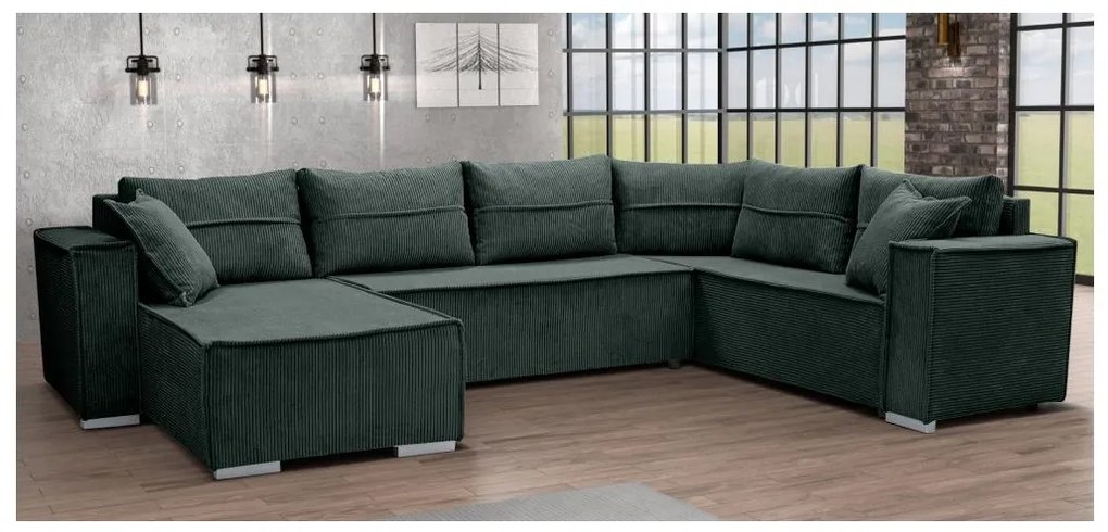 Uniwersalny narożnik rozkładany w kształcie U LONDON zielony