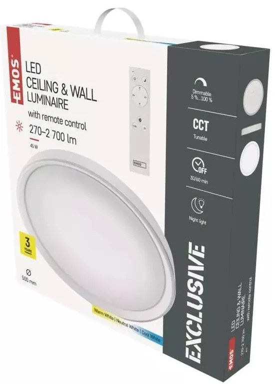 Biała lampa sufitowa LED ze zdalnym sterowaniem Ilvi – EMOS