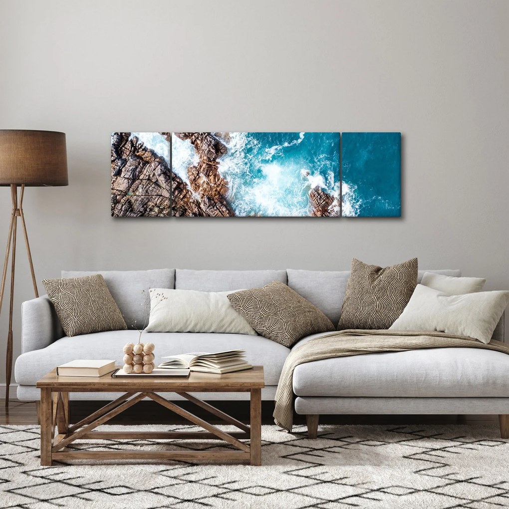 Obraz skał i morza (170x50 cm)