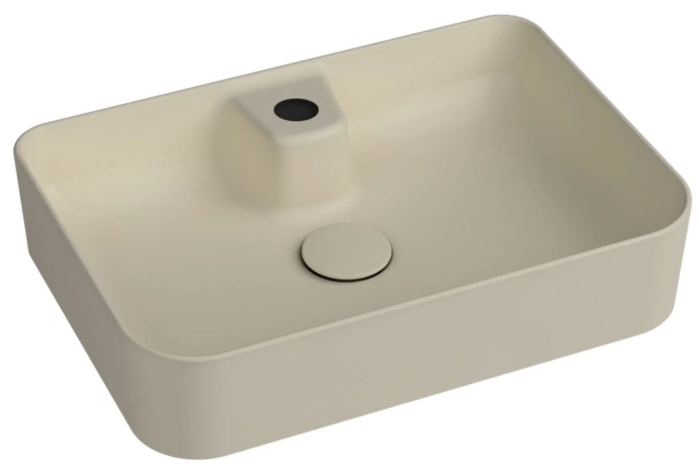 Umywalka ceramiczna nablatowa beżowa z otworem na baterie 50 x 35 cm LERA Ivory