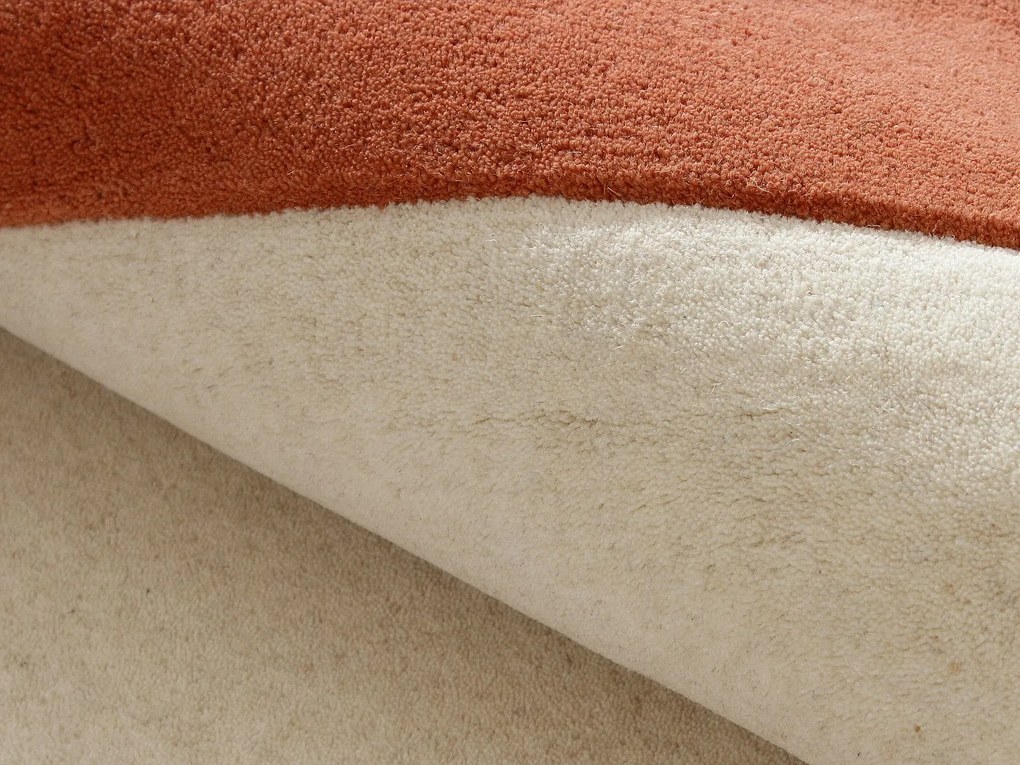 Dywan tuftowany 100% wełna - 160 x 230 cm - Beżowy, terakota i granat - 2200g/m² - MARISA