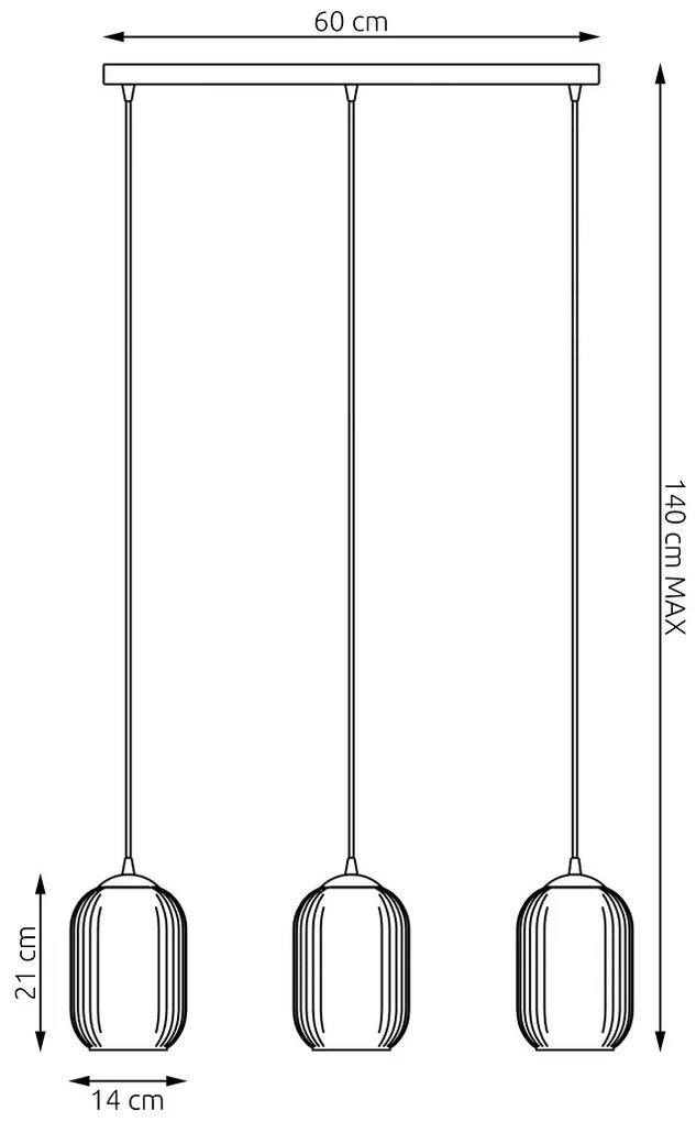 Industrialna lampa wisząca trzema kloszami - D162 H2-S69