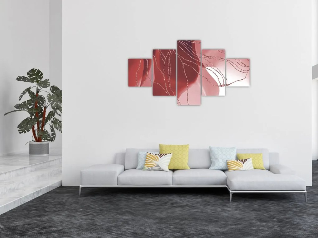 Obraz - Czerwony abstrakcyjny kwiat N⁰1 (125x70 cm)