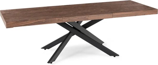 Stół Prostokątny Rozkładany HAMPTON 160-240 cm Orzech/Czarny do Jadalni Nowoczesny Loft