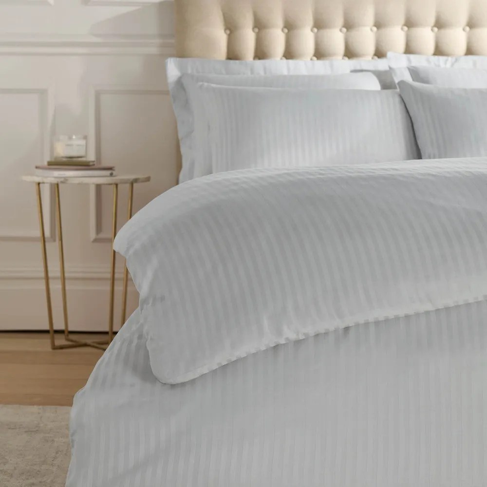 Szara adamaszkowa pościel dwuosobowa 230x220 cm Satin Stripe – Catherine Lansfield