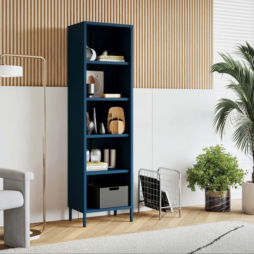 Regał na książki MARIO, 500 x 1800 x 350 mm, Modern: granatowy