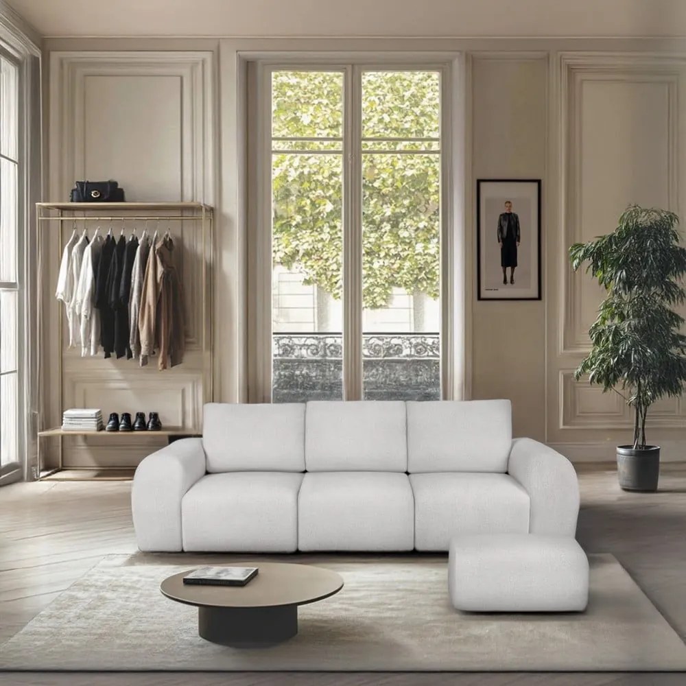 Jasnoszara sofa z materiału bouclé 287 cm Mirel – Rodier