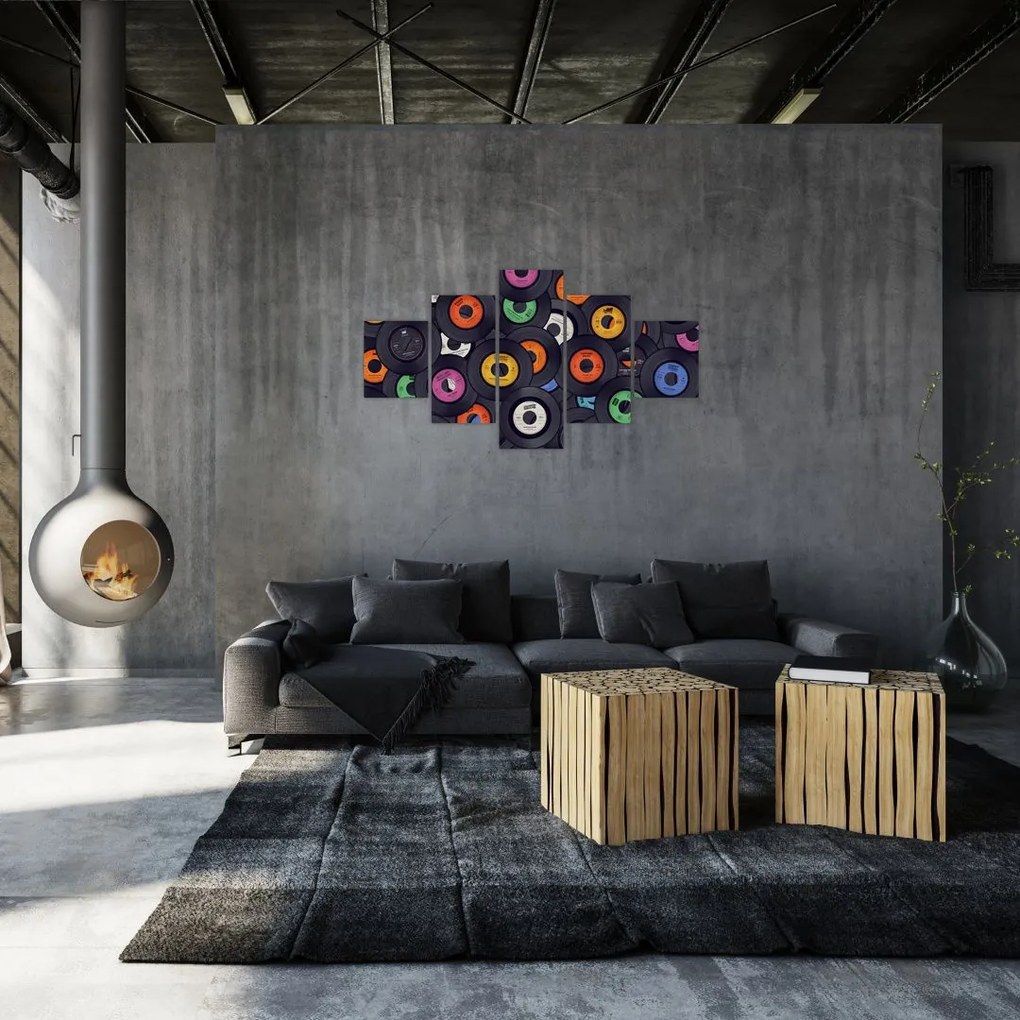 Obraz - Muzyczne płyty gramofonowe (125x70 cm)