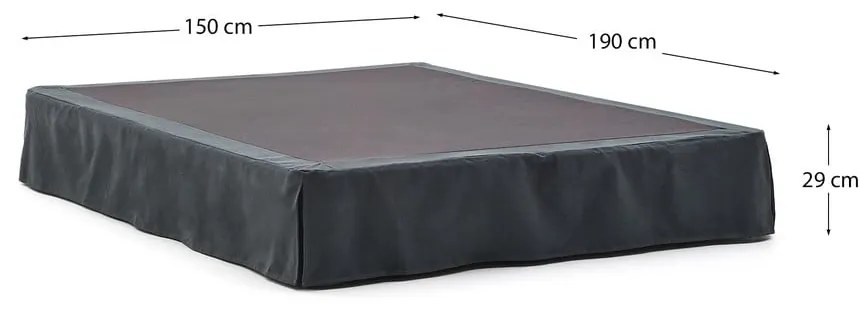 Antracytowe tapicerowane łóżko dwuosobowe 150x190 cm Jaira – Kave Home
