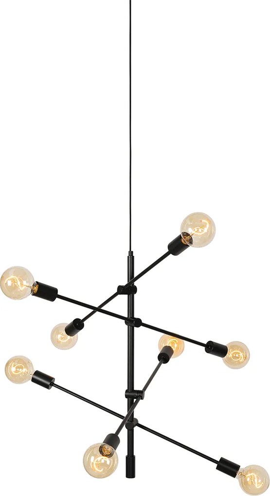 Industrialna lampa wisząca czarna 8-świateł - Sydney