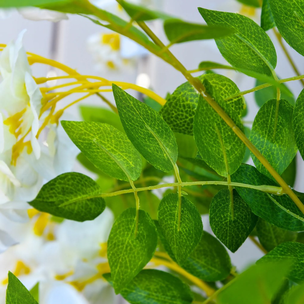 Sztuczna Glicynia Biała i Zielona Drzewko Dekoracyjne do Wnętrz 120cm | Aosom PL