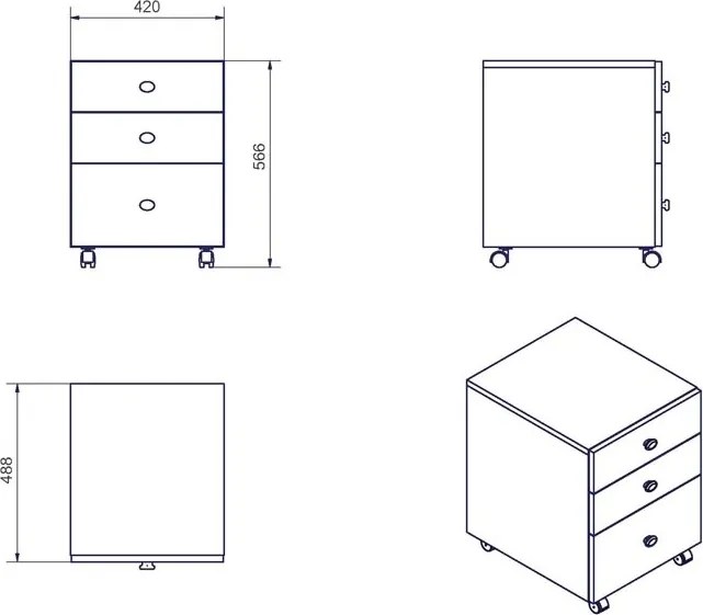 Kontenerek Milano Hubertus wysoki połysk