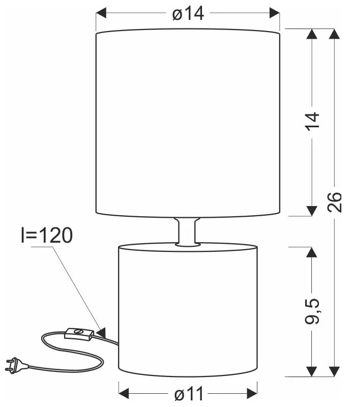 Szara lampa stołowa z tekstylnym kloszem (wys. 26 cm) Dina – Candellux Lighting