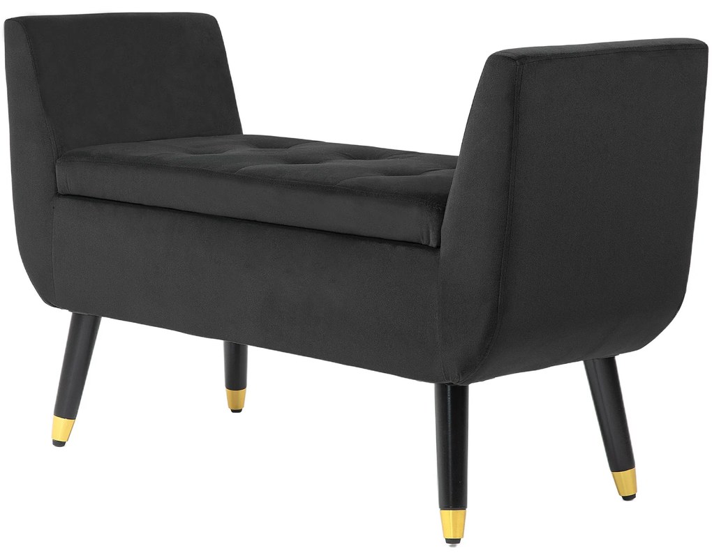 HOMCOM Ławka z Pojemnikiem i Podłokietnikami, Skrzyniowa, Aksamitny Poliester, Drewno Kauczukowe, Ciemnoszary, 107 x 42 x 65 cm