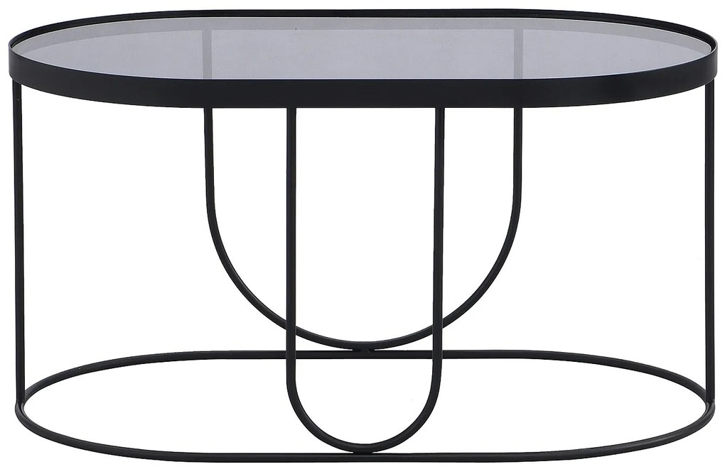 Stolik kawowy z metalu i szkła dymionego - Czarny i Przezroczysty - PRETORIA