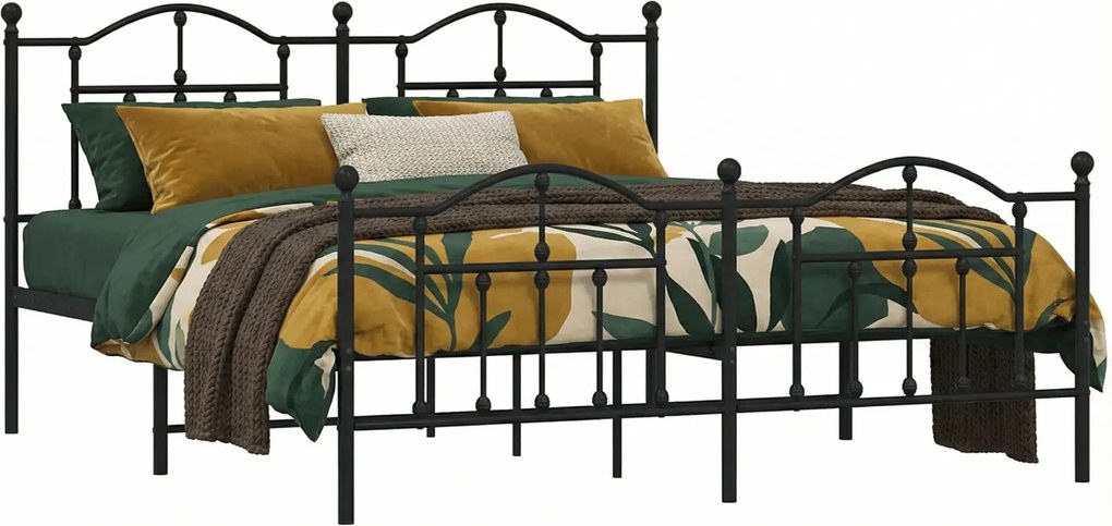 Czarne metalowe łóżko małżeńskie 160x200cm W4-E69