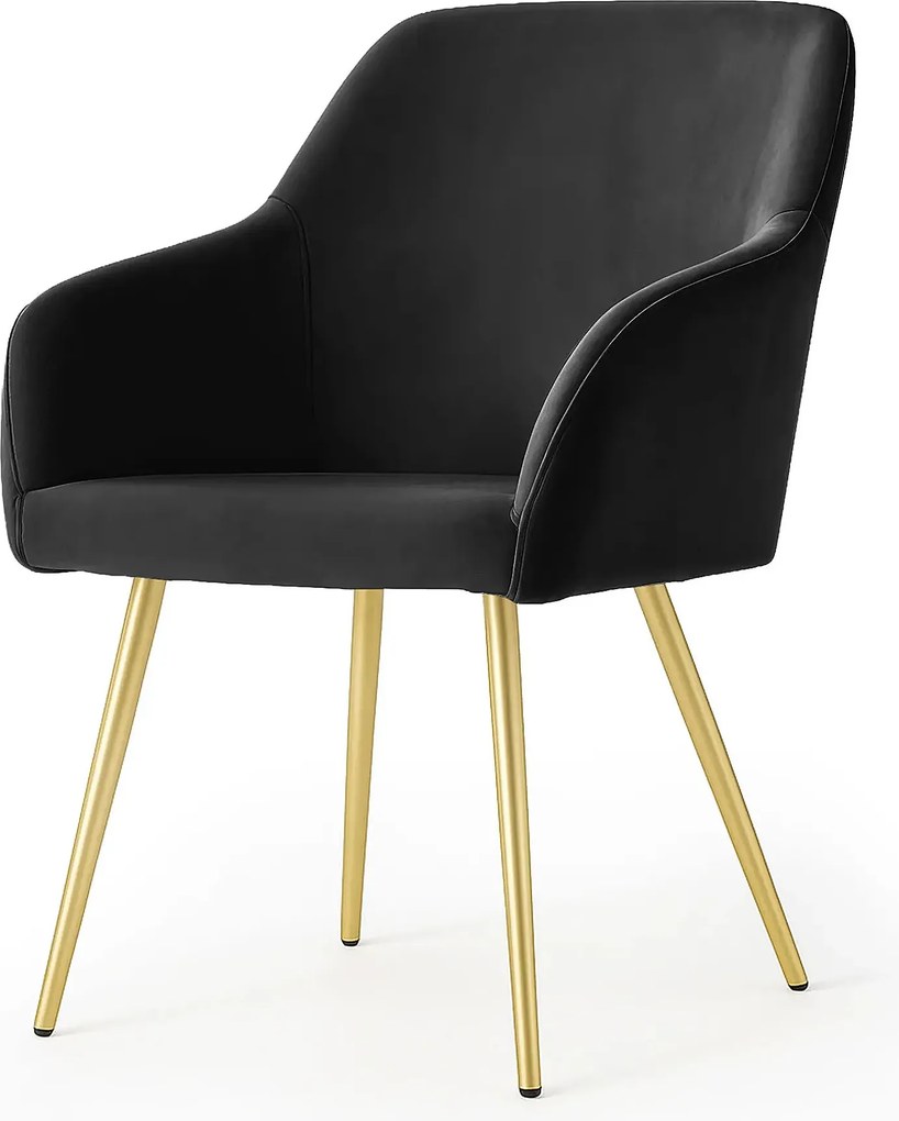 Zestaw 4 czarnych krzeseł welurowych W3-N07