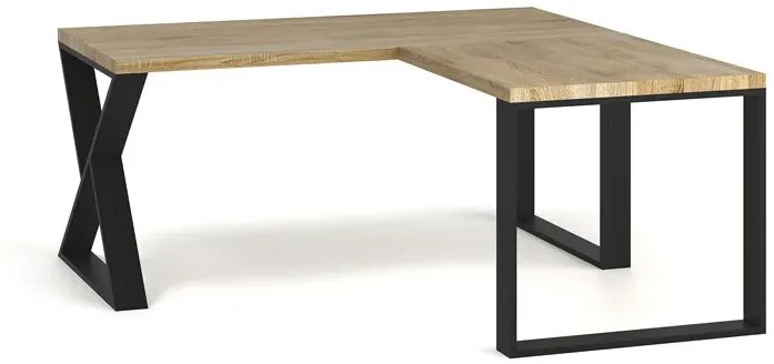 Industrialne narożne biurko komputerowe dębowe 160x70 + 70x90 - Uvox