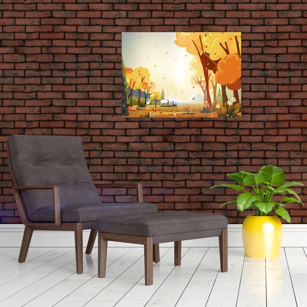 Obraz - Jesienny krajobraz, ilustracja (70x50 cm)