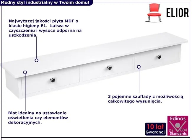 Biała półka wisząca z 3 szufladami Larosa 8X