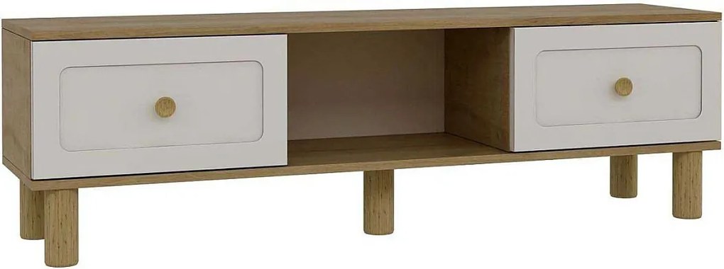 Stojak pod TV – 150 cm x 40,6 cm – Dąb szafirowy i biały – MDF