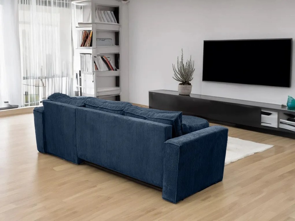 Rozkładana narożna sofa SMART COSARO granatowa, dwustronna + 2 poduszki GRATIS