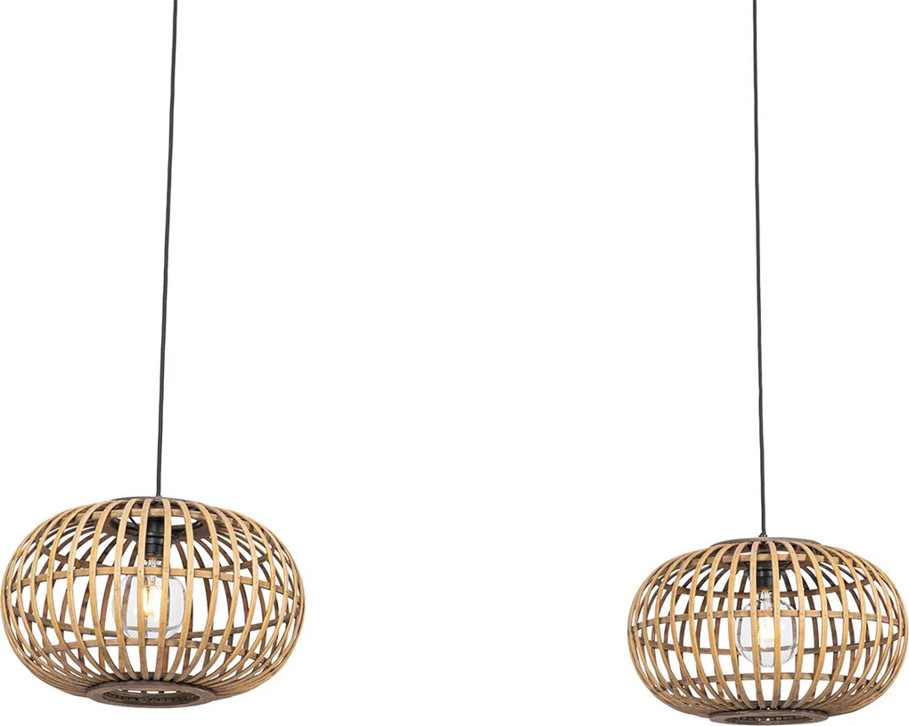 Orientalna lampa wisząca bambusowa 2-światłowa - Amira