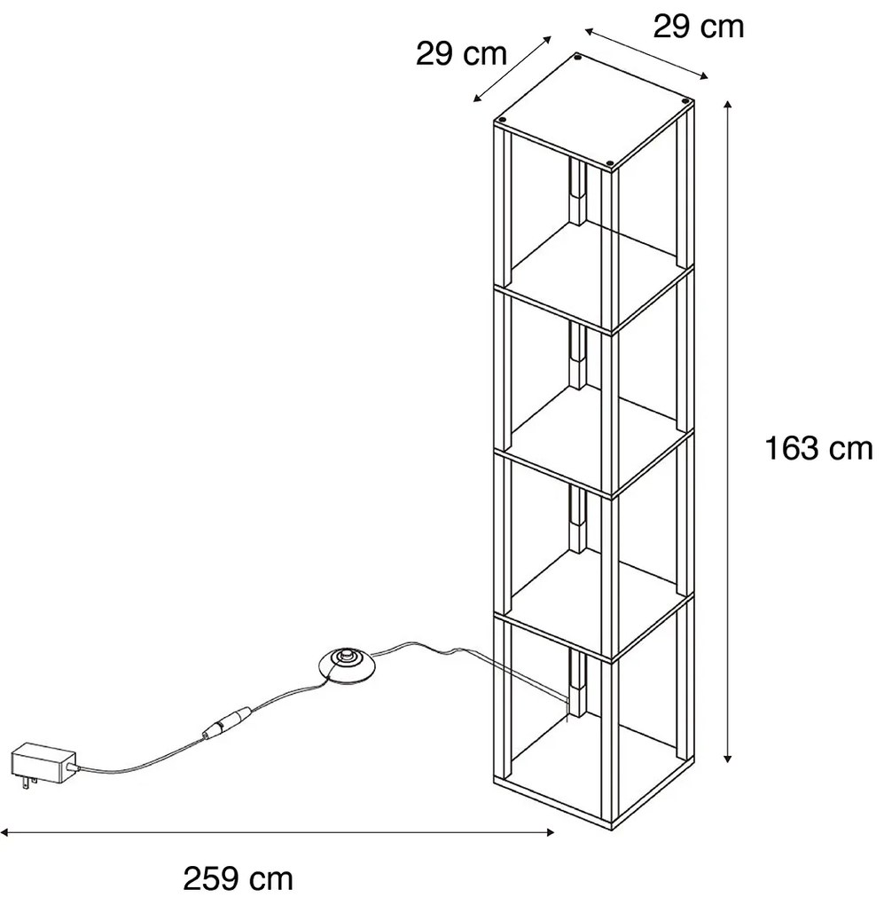 Designerska lampa podłogowa czarna w komplecie z diodą LED z 3-stopniową regulacją jasności - Tianna