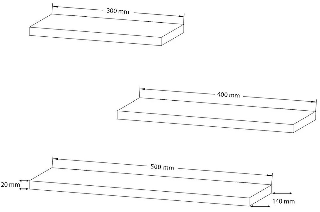 Półka Leila White, 3 szt.