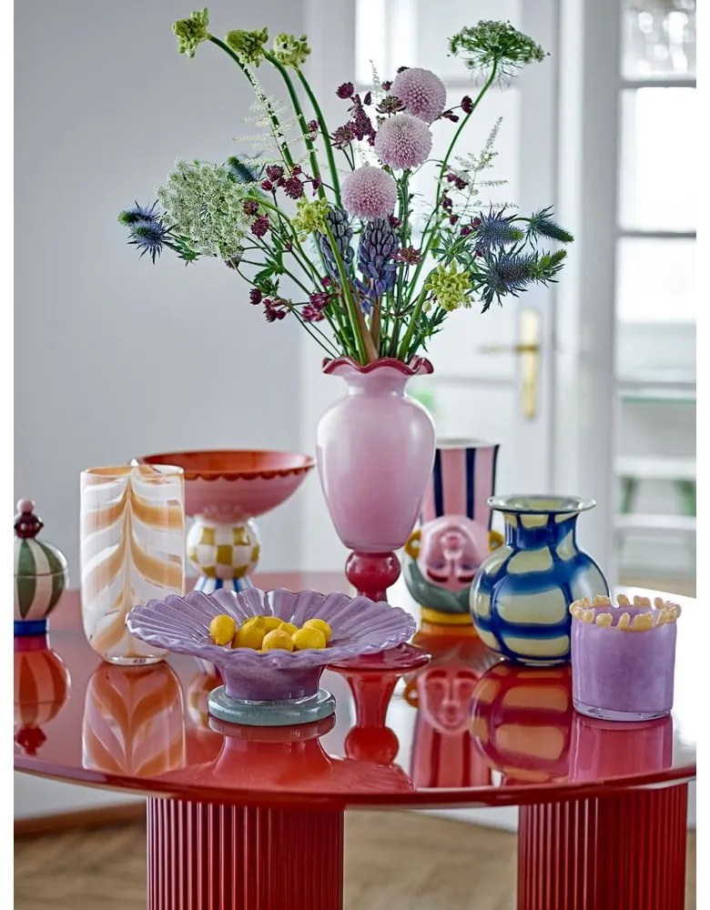 Różowy szklany wazon (wysokość 34 cm) Frills – Bloomingville