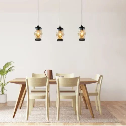 Czarna trzykloszowa lampa w stylu glamoru - K8-F47